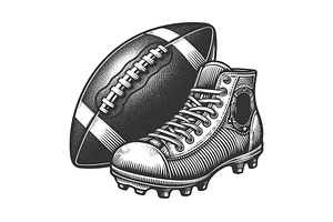 American Football and Cleat, a Sport Illustration by AlexArt