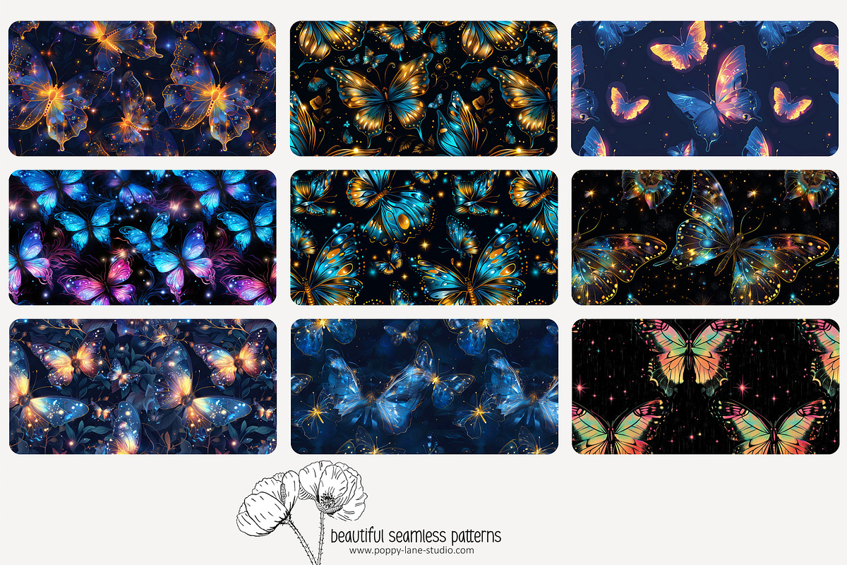 80 magic butterfly seamless pattern, a Pattern Graphic by Poppy Lane Studio (Photo 4 of 11)