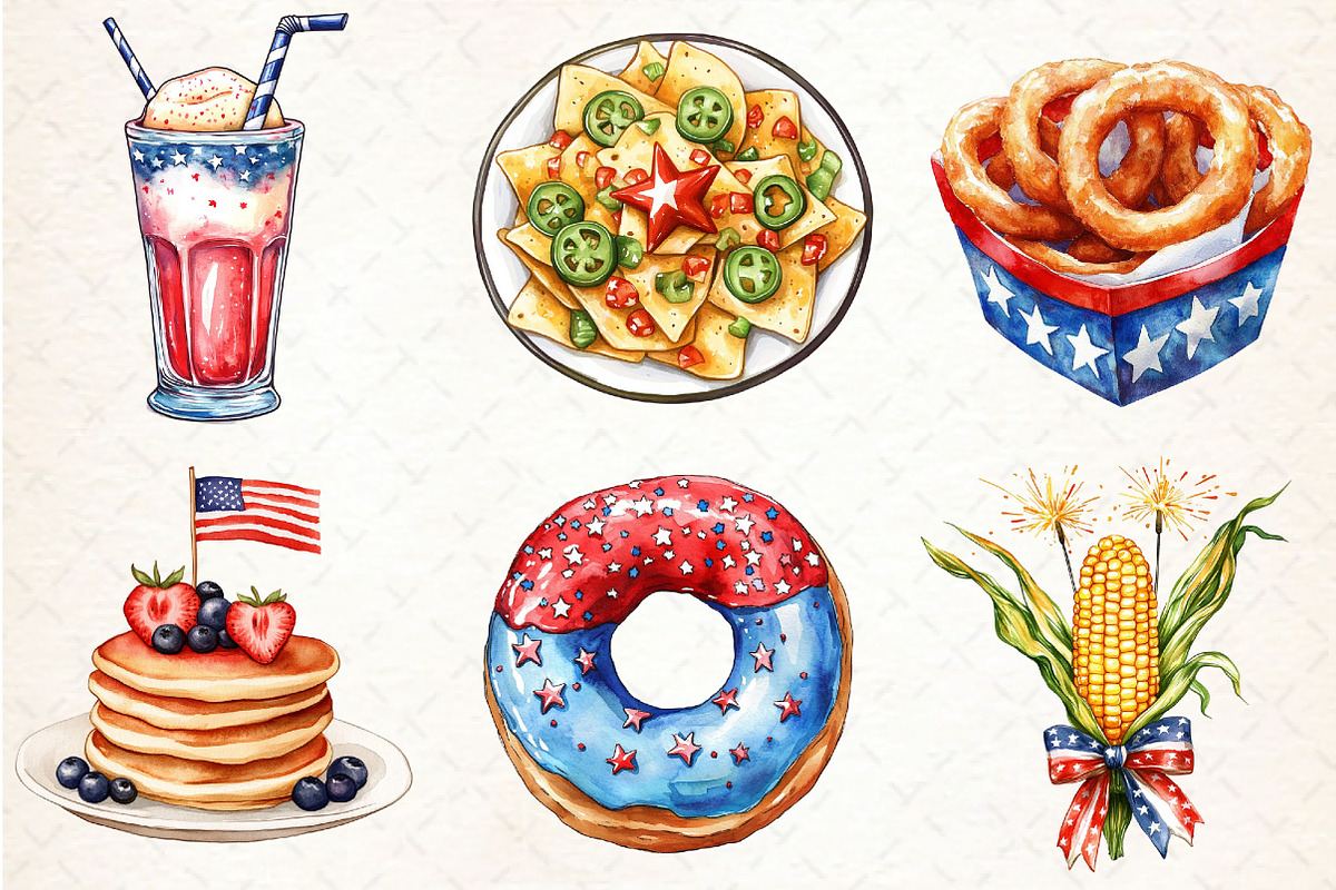 Fast Food for 4th of July Clipart, an Illustration by Libby Wishes (Photo 4 of 6)