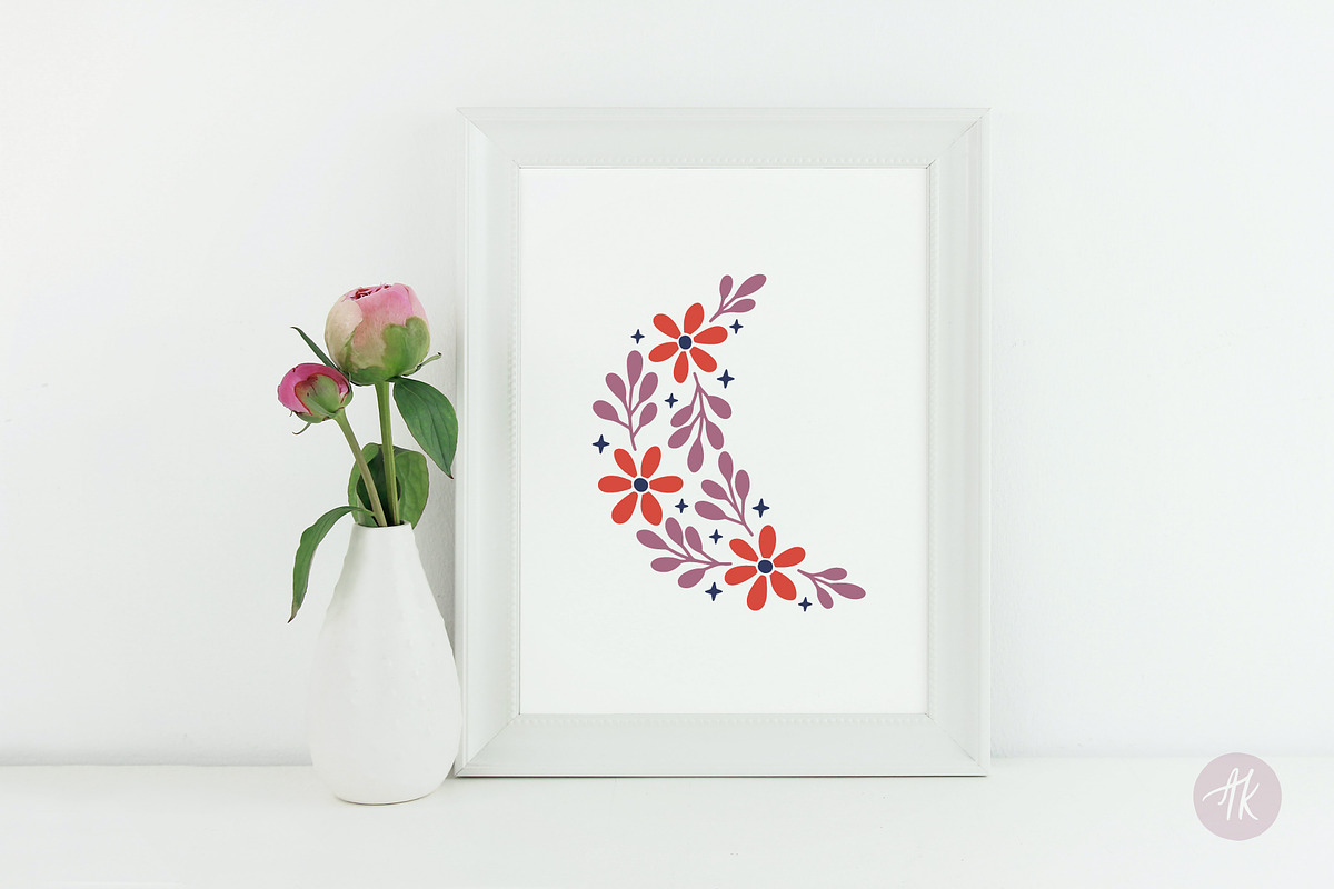 Floral Moons Celestial Vector Set, an Object Graphic by Alena Koval (Photo 3 of 16)