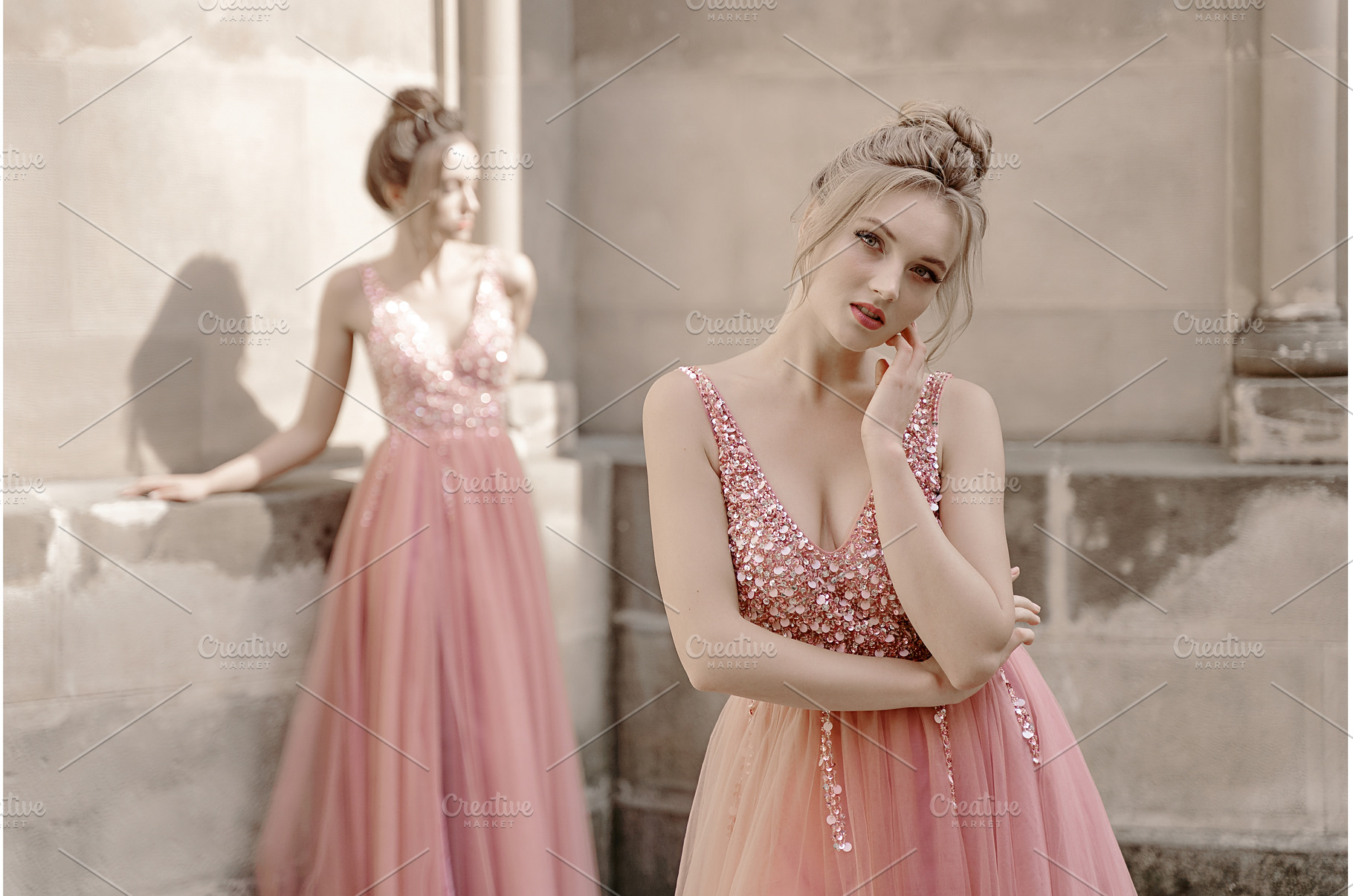 European girls bridesmaids in pink, a Beauty & Fashion Photo by Oleksandr Berezko