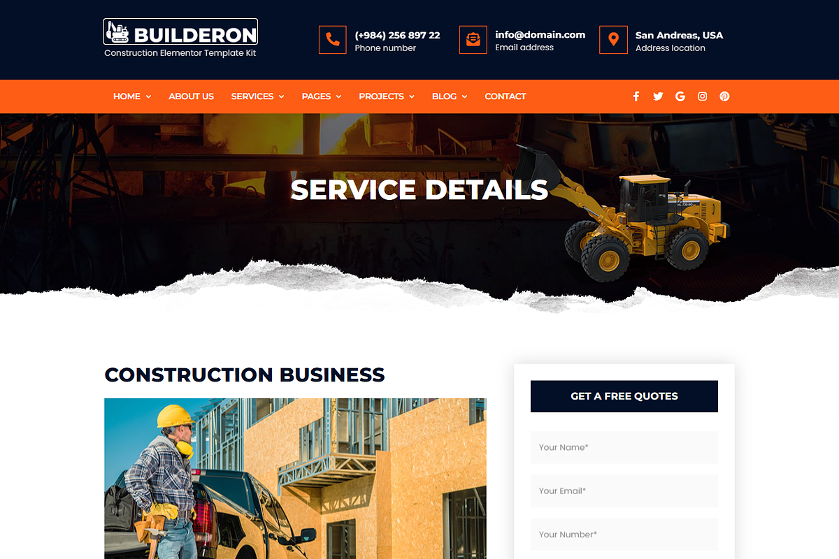 Construction Elementor Template Kit, a Landing Page Template by Shasha (Photo 7 of 15)