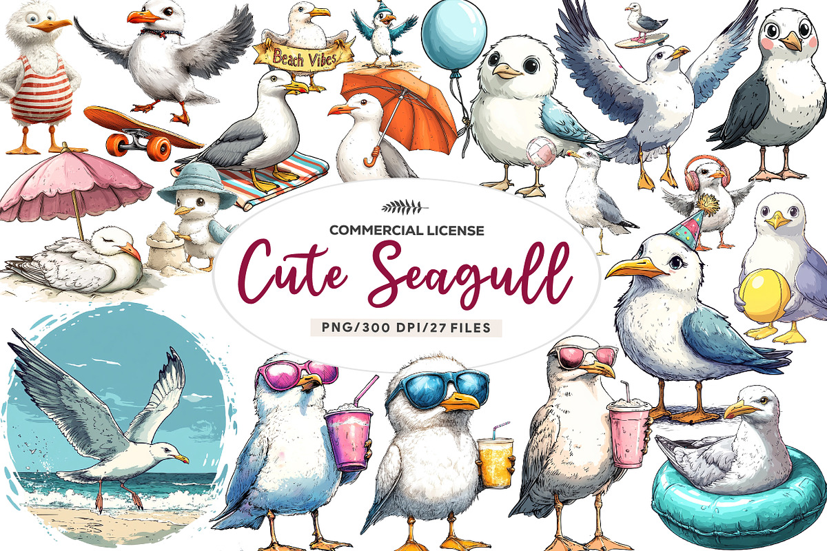 Cute Seagull Clipart, an Illustration by CreationArt (Photo 1 of 9)