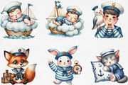 Cute Little Sailor Watercolor PNG, an Illustration by Designking (Thumbnail 3 of 4)
