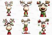 Whimsical Christmas Reindeer Clipart, an Illustration by Craft Nest (Thumbnail 3 of 6)