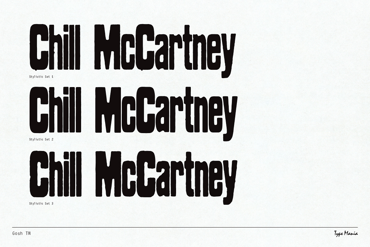 Gosh TM – Soulful Dynamic Typeface, a Sans Serif Font by Type Mania (Photo 3 of 11)