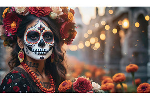 A woman with traditional Dia de los, an Arts & Entertainment Photo by Igor Tichonow