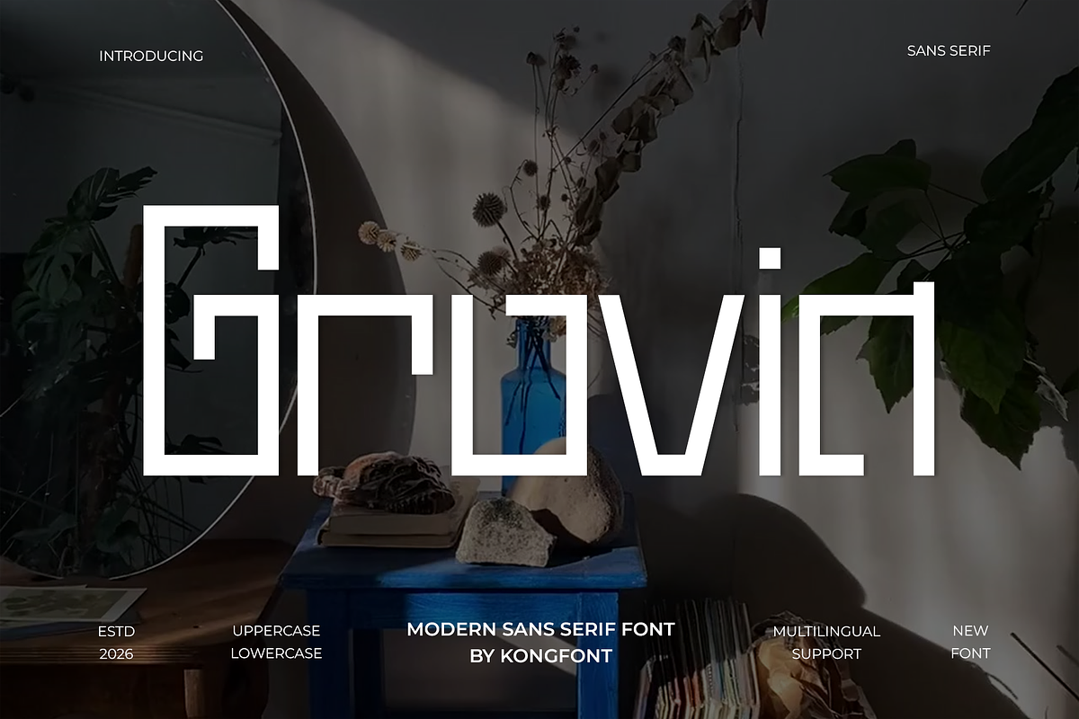 Grovia – Modern Sans Serif Font, a Sans Serif Font by overlaytemplates (Photo 1 of 5)