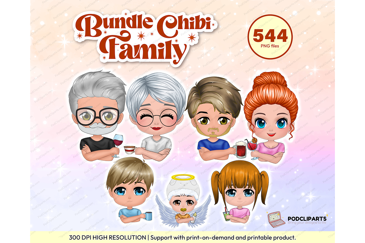 Bundle Chibi We are Family Clipart P, a Person Illustration by Podcliparts (Photo 1 of 10)
