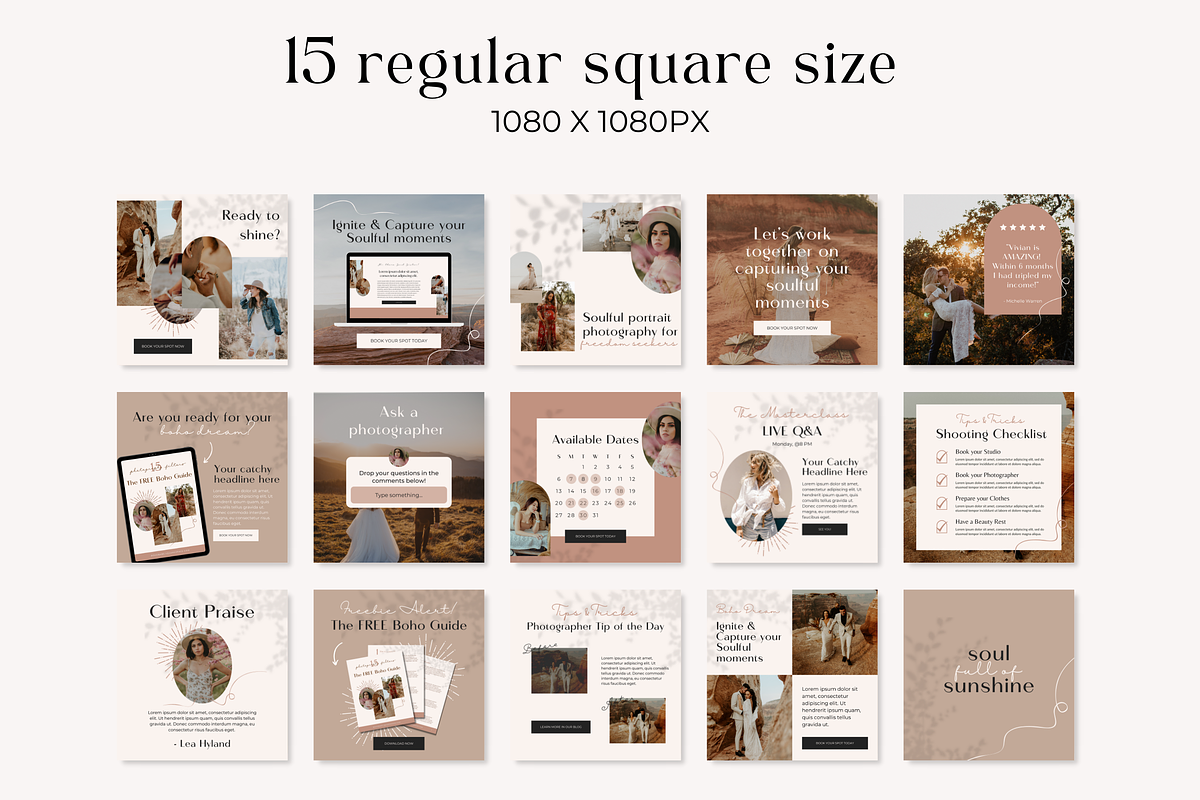 Instagram Post Template Boho Canva, a Social Media Template by HerstedHertz (Photo 3 of 9)