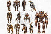Steampunk Robots Cliparts, a Decorative Illustration by ThatsDesignArt (Thumbnail 7 of 13)