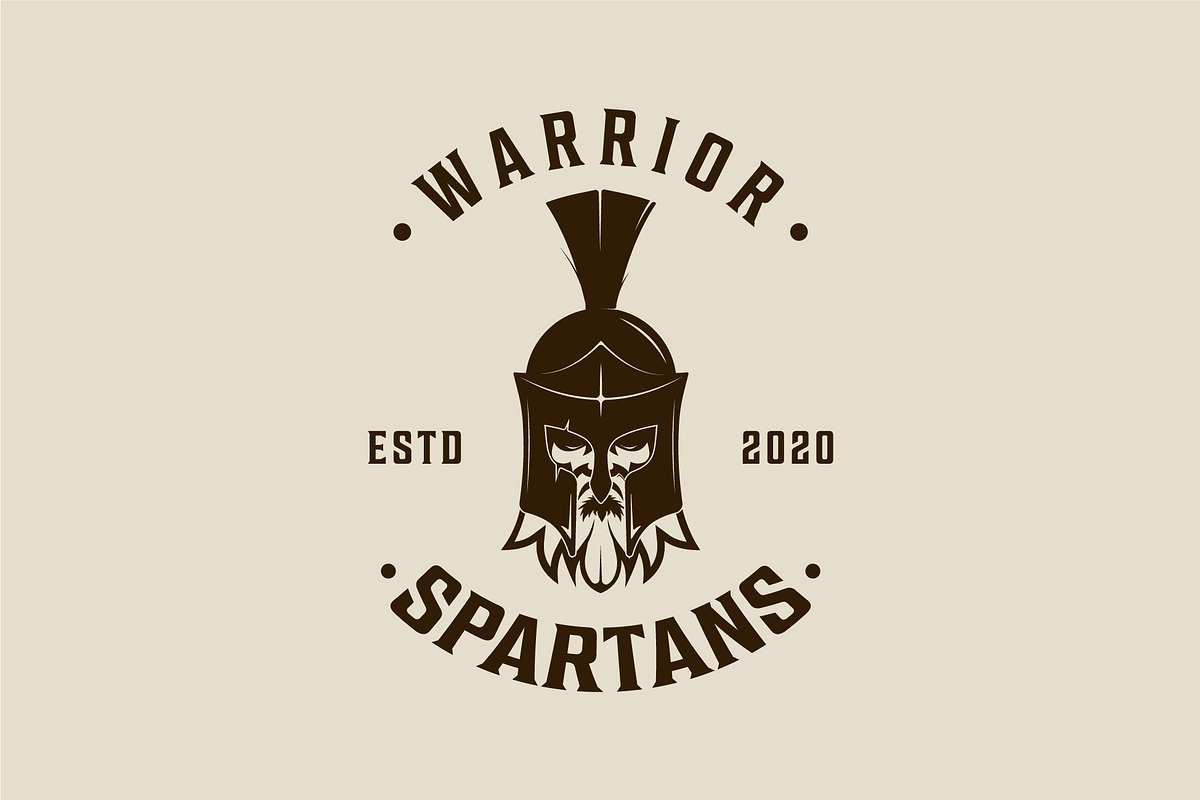 Spartan helmet with face and beard, a Branding & Logo Template by zyxroun shop