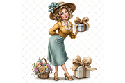 Woman With a Gift Clipart JPG, a Person Illustration by Memories By Lea (Thumbnail 10 of 20)