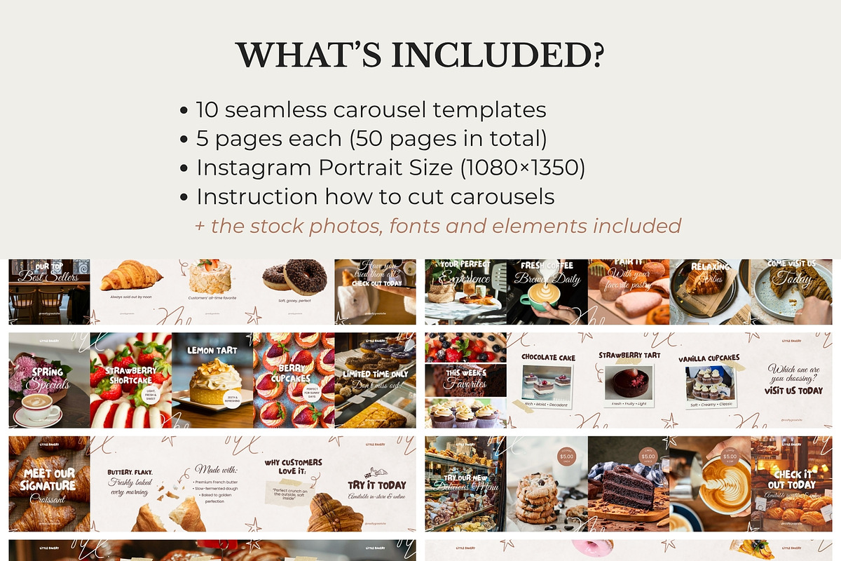 Bakery Seamless Carousels Instagram, a Social Media Template by Anna Design Studio (Photo 2 of 12)