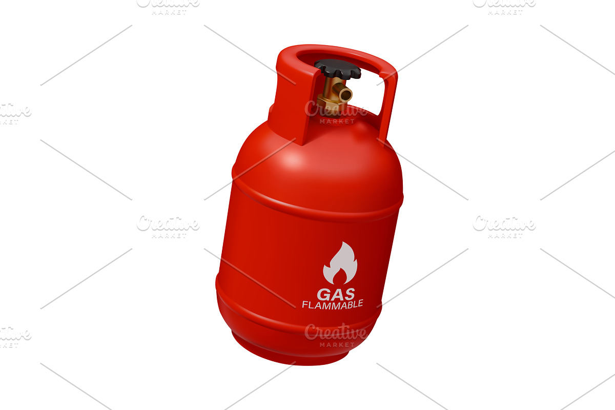 3d gas cylinder with a flame, an Object Illustration by Vector Tradition