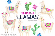 No Drama Llamas Clipart, an Illustration by PaperSphinx (Thumbnail 1 of 3)