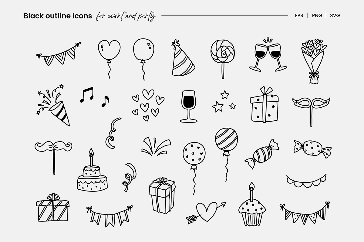 62 doodle icons | Party & Event, an Outline Icon by Pinkbrush (Photo 2 of 4)