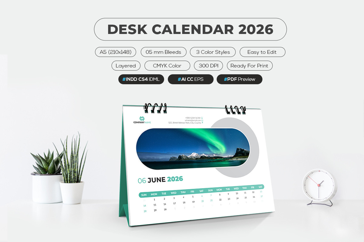 A5 Desk Calendar 2026 Printable preview 3