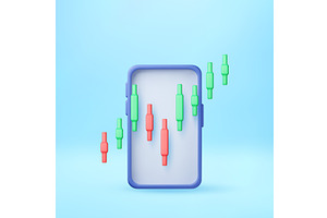 Smartphone with 3d candlestick chart, a Finance Illustration by Abscent