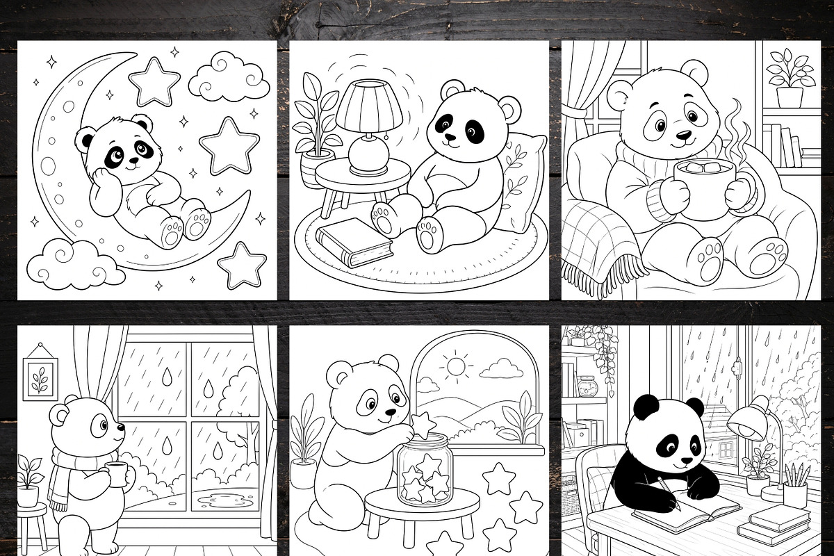 79 Panda Coloring Pages Bundle, a Brochure Template by LA Design (Photo 2 of 10)