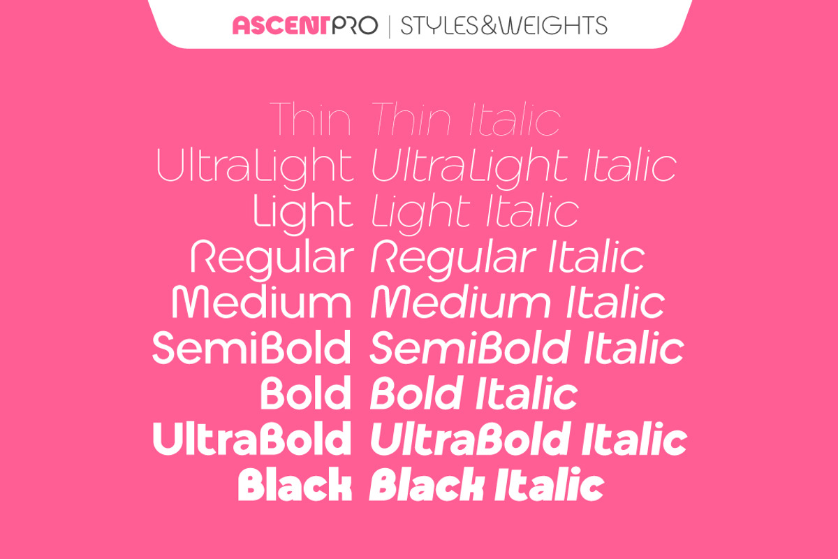 Ascent Pro (18 fonts), a Sans Serif Font by Fontop (Photo 13 of 15)