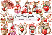 Mouse Animals Strawberry Clipart, a Seasonal Illustration by DreamArtGraphic (Thumbnail 1 of 4)