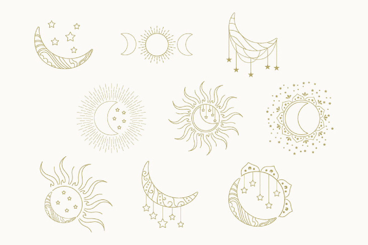 9 Zodiac, sun, moon and stars, an Illustration by Bloom21Art (Photo 2 of 4)