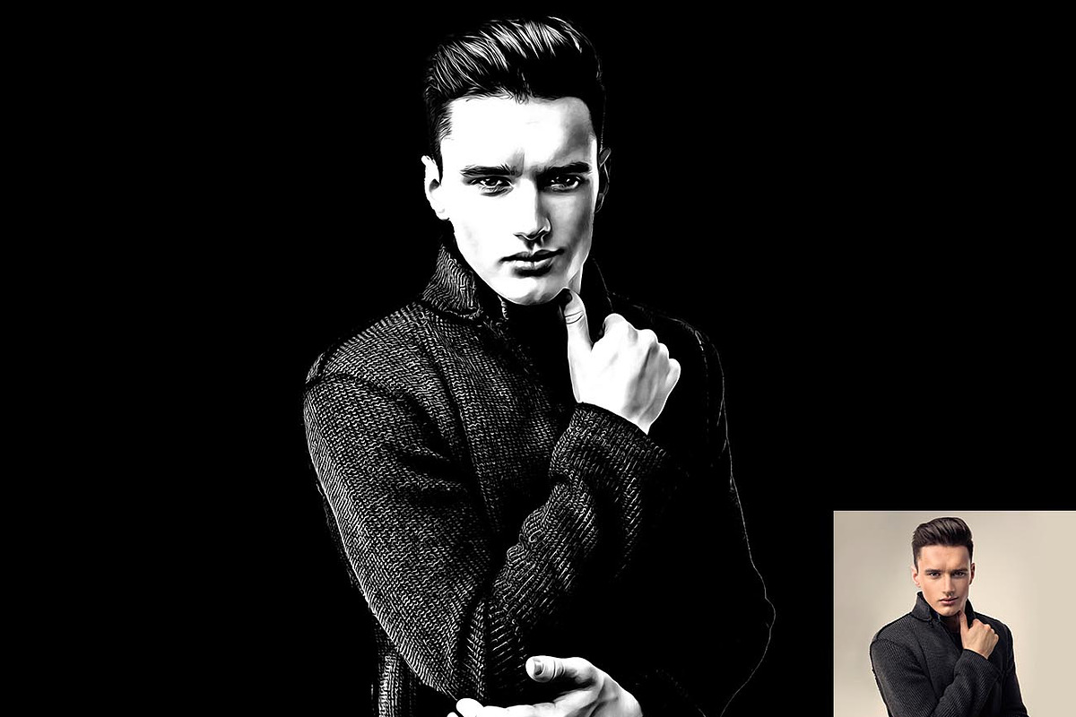 Exclusive B & W Portrait Ps Action, an Action Add-On by Studio Retouch (Photo 5 of 12)