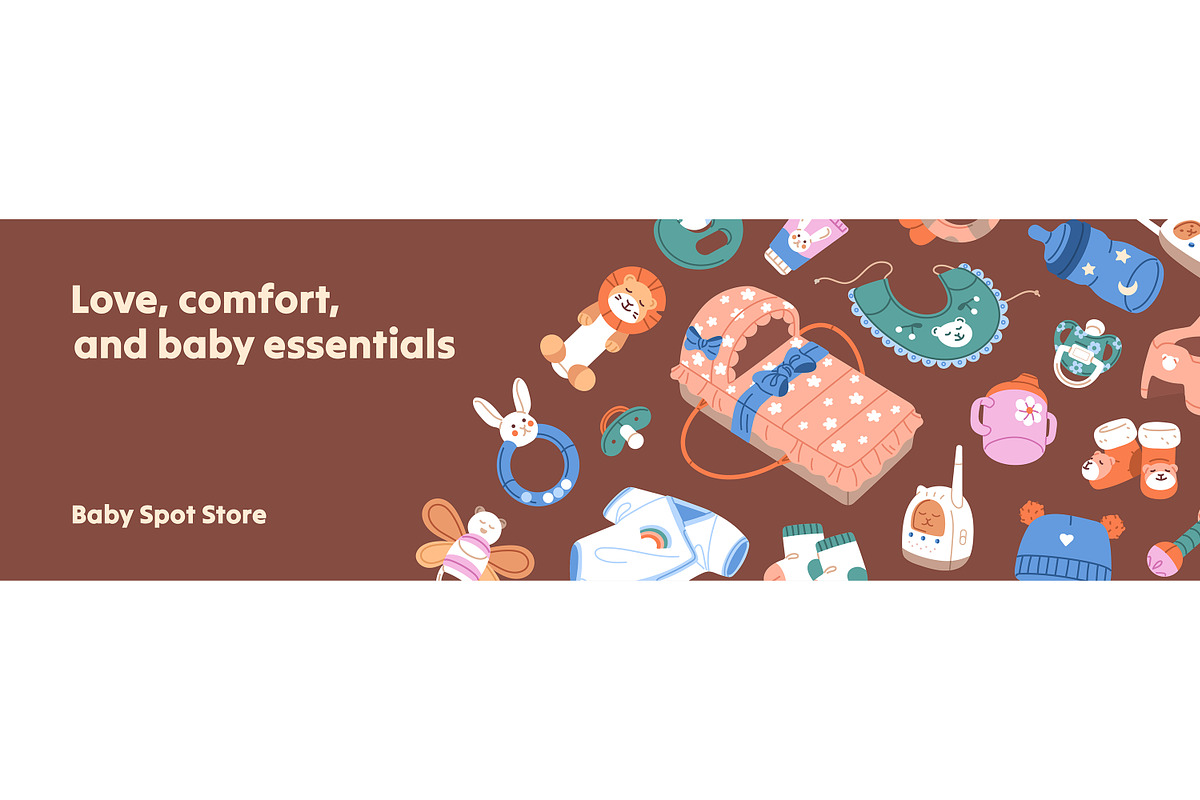 Cute baby items set + backgounds, an Object Illustration by PaperTrident (Photo 3 of 6)