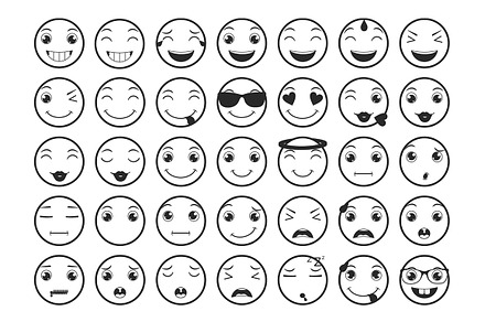 Line Emoticons / Emoji Vector Set, an Emoji Icon by land art
