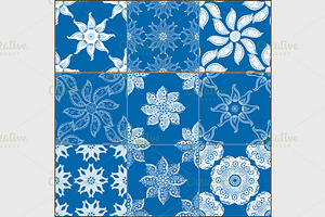 Set Of Classical Blue Ceramic Tiles