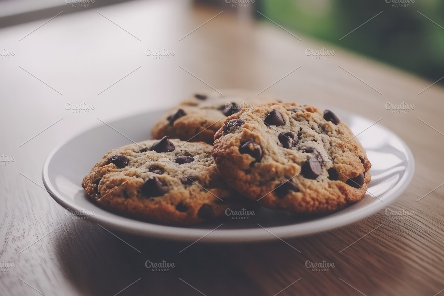 Freshly baked chocolate chip cookies, a Photo by Pavel_design