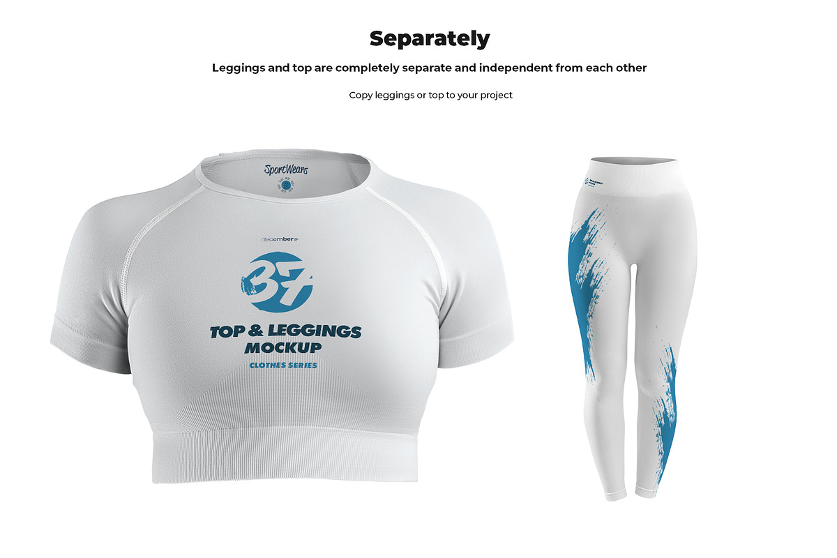 5 3D Sports Leggings and Top Mockups, a Shirt Mockup by Grow Design Craft Studio (Photo 7 of 7)