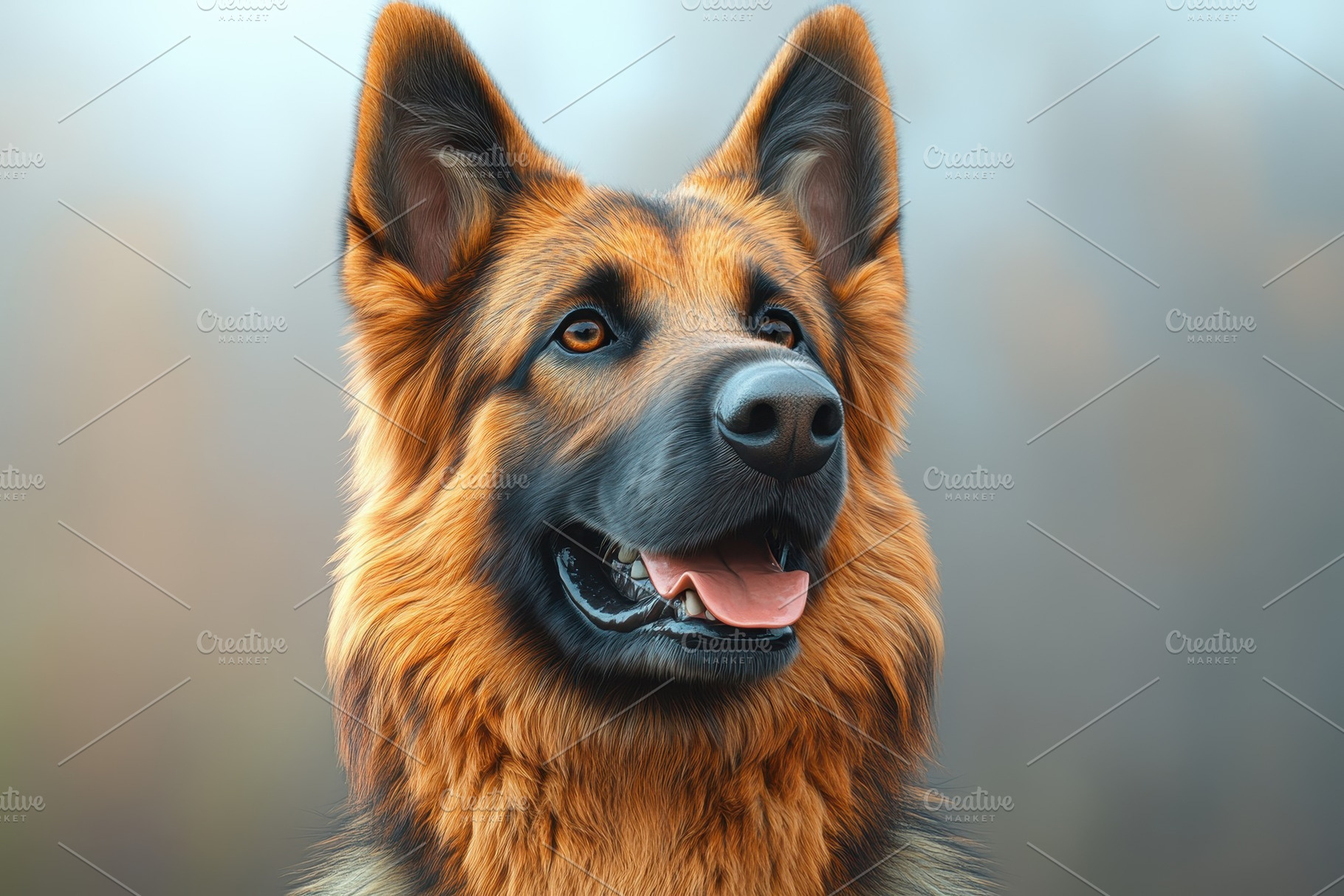 Majestic German shepherd dog posing, a Photo by Tanuart
