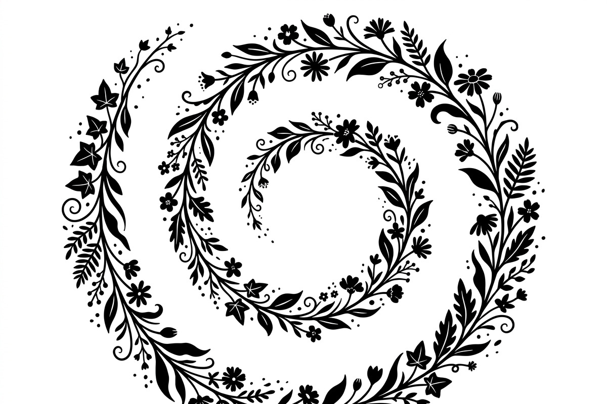 50 Elegant Floral Leaf Spiral Frame, a Decorative Illustration by Amazin_art (Photo 9 of 39)