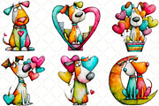 Quirky Valentine Dogs Clipart, an Animal Illustration by Black Bird Studio (Thumbnail 5 of 6)