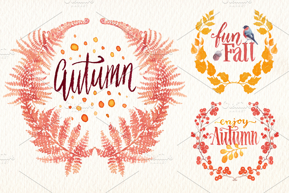 Autumn watercolor clipart set, an Illustration by Art & Things (Photo 3 of 4)