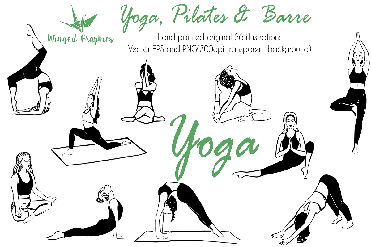 Yoga, pilates & barre illustrations, a Sport Illustration by Winged Graphics (Photo 2 of 4)