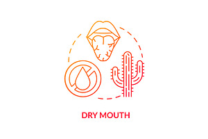 Dry Mouth Red Concept Icon