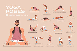 People in yoga poses, asanas set, a Sport Illustration by PaperTrident