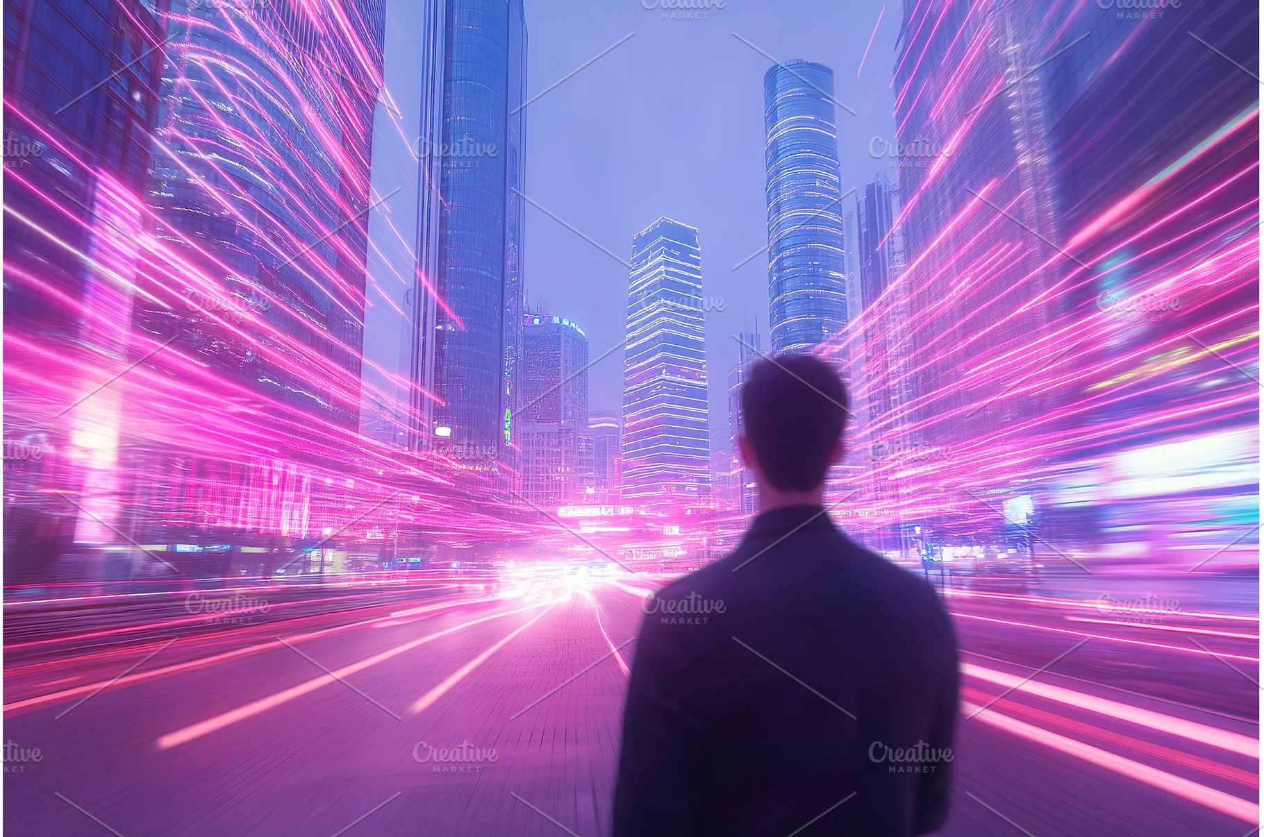 Man in jacket gazing at urban, an Architecture Photo by Lermont51