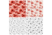 Line Art Poppy Flowers Patterns, an Illustration by DreamPrint404 (Thumbnail 3 of 5)