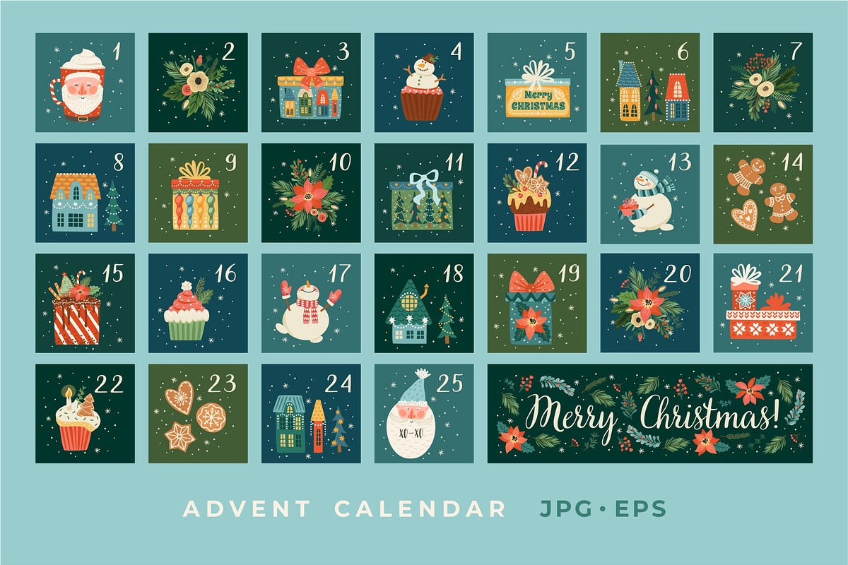 December Advent Calendar & clipart, a Decorative Illustration by Nadia Grapes (Photo 3 of 5)