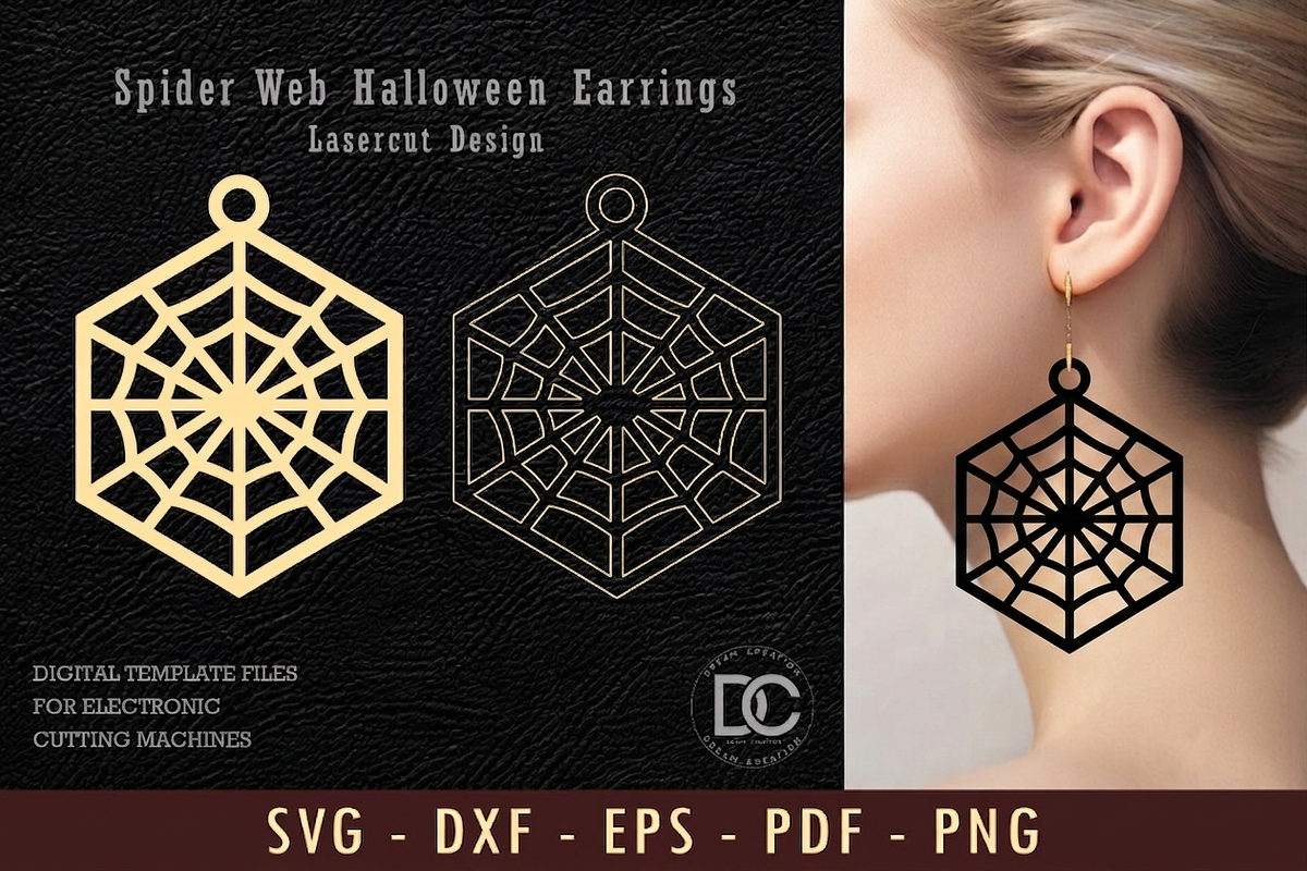 Spider Web Halloween Earrings SVG, a Work Illustration by Dream Creation (Photo 1 of 2)
