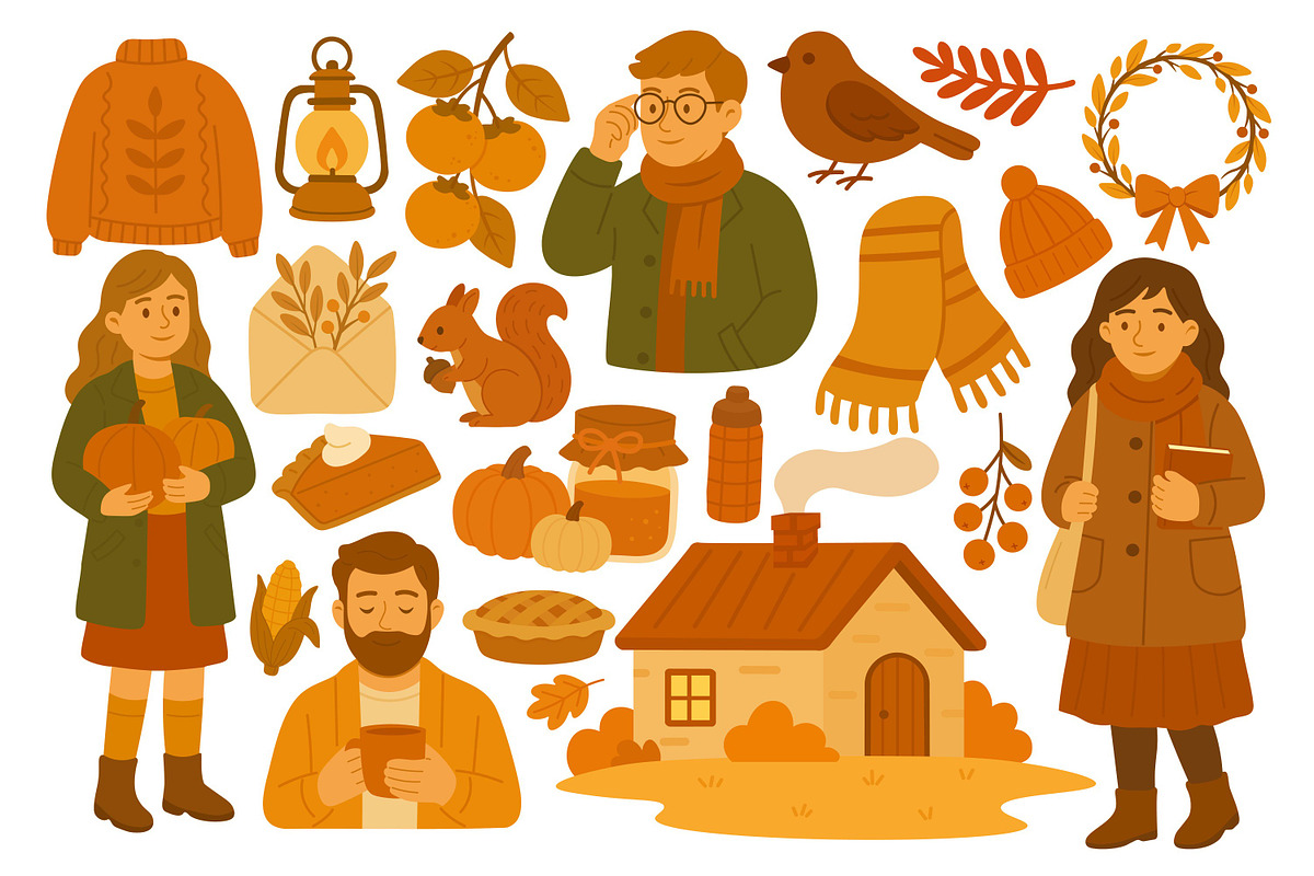 Autumn set, a Seasonal Illustration by ananastya (Photo 6 of 10)