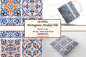 Portuguese Azulejo Pattern Tile V1