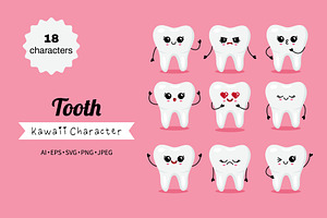 Tooth Kawaii Character set, a Healthcare Illustration by Idressart