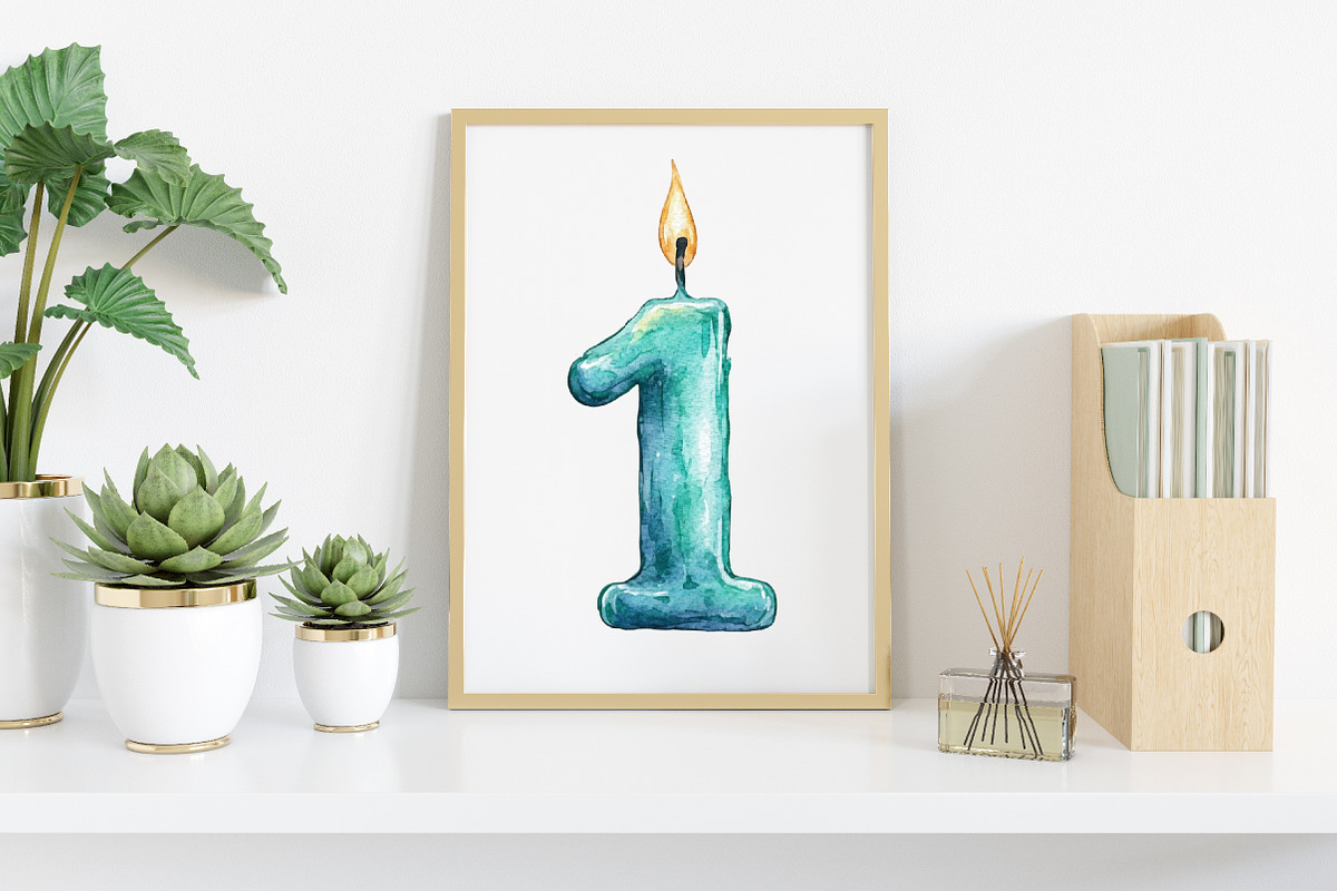 Watercolor Blue Birthday Clipart, an Illustration by Canvas Craft (Photo 5 of 7)