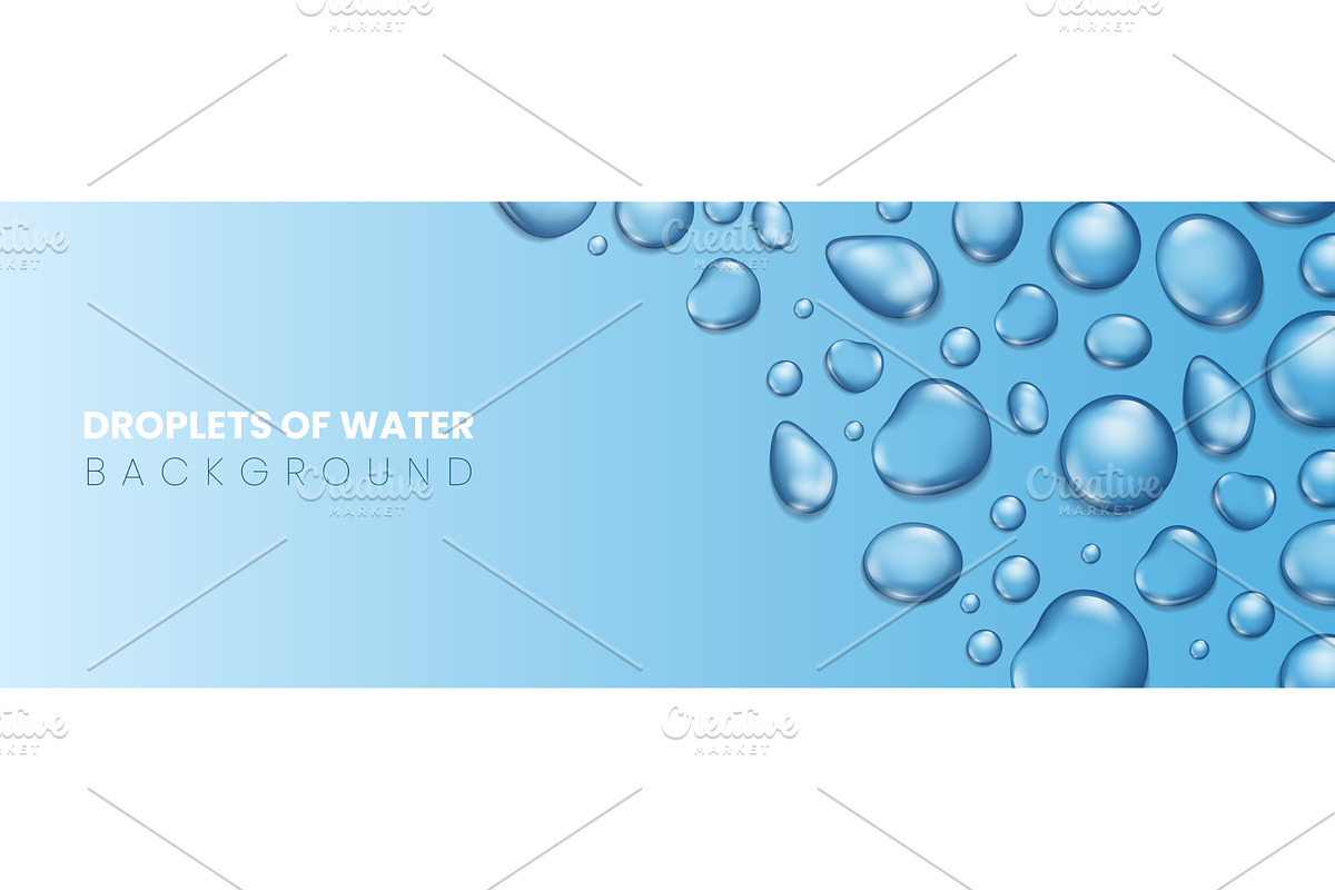 Blue water drops. 3D realistic rain, an Illustration by Frogella