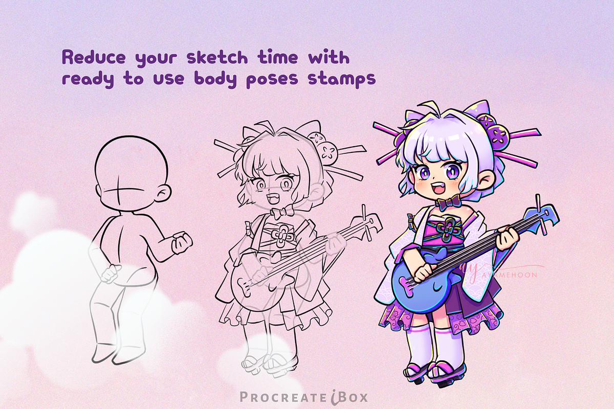 85 Procreate Anime Body Pose Brushes, a Brush Add-On by ProcreateiBox (Photo 2 of 7)
